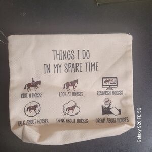 Horse-Themed Canvas Makeup Bag